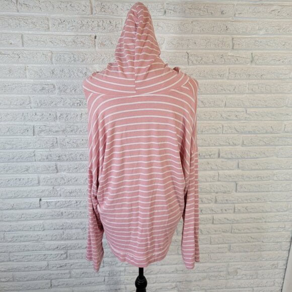 Time Tru Womens Top XXL 20 Hoodie Lightweight Pink Stripe Lightweight STR2E - Picture 6 of 9